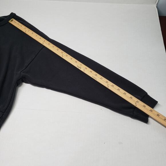 Adidas Sweatshirt Womens XL Black Crewneck Oversized Faded Pockets Casual Goth - Picture 6 of 16